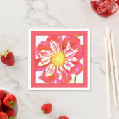 Koraalrood met witte streep servetten (Insitu)