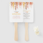 Koraalrood oranje herfstherfstherfsthuwelijksprogr handwaaier (Voorkant en achterkant)