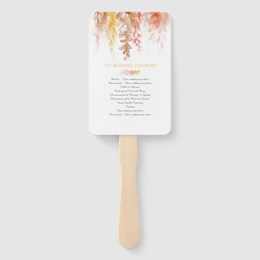 Koraalrood oranje herfstherfstherfsthuwelijksprogr handwaaier (Achterkant)