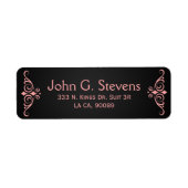 Koraalrood Ornament op zwart Etiket (Voorkant)