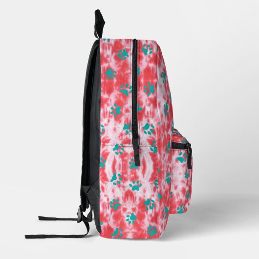 Koraalrood Shibori Topaz Blauw Paw Pattern Schatti Bedrukte Rugzak (Links)