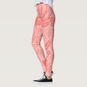 Koraalrood Tropisch Bloempatroon  Leggings (Links)