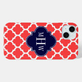 Koraalrood Wht Marokkaans #5 Navy 3 Initieel Monog Case-Mate iPhone Case (Achterkant (horizontaal))
