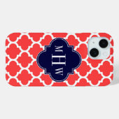 Koraalrood Wht Marokkaans #5 Navy 3 Initiele Monog Case-Mate iPhone Case (Achterkant (horizontaal))