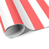 Koraalrood Wit XL Strepenpatroon Cadeaupapier (Rol Hoek)
