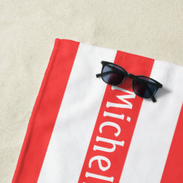 Koraalrood Witte Cabana Strepen Strandlaken