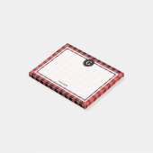 Koraalrood zwart Buffalo Plaid Check 1IR Post-it® Notes (Schuin)