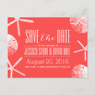 Koraalroodbaars en zanddollar sparen de datum aankondigingskaart