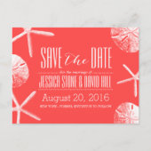 Koraalroodbaars en zanddollar sparen de datum aankondigingskaart (Voorkant)