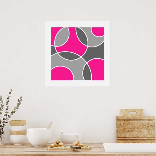 Koraalroze Abstracte cirkels Sierkussen Poster (Keuken)