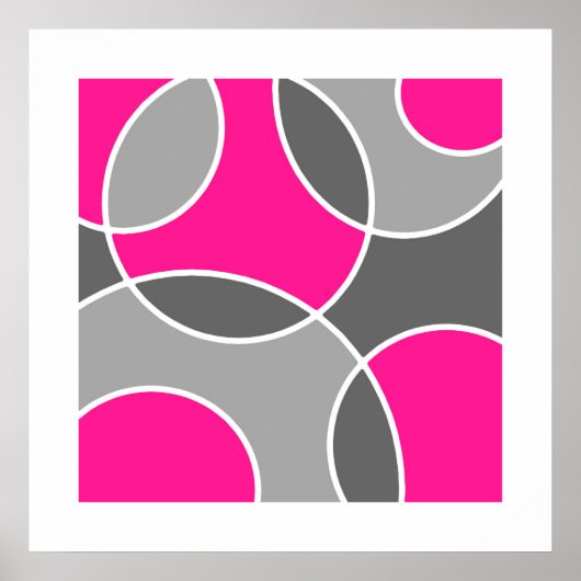 Koraalroze Abstracte cirkels Sierkussen Poster (Voorkant)