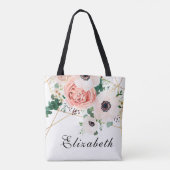 Koraalroze Aquarel Bloemen Tote Bag (Achterkant)