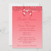 Koraalroze, bedrukte equins en diamant Vrijgezelle Kaart (Achterkant)