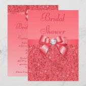 Koraalroze, bedrukte equins en diamant Vrijgezelle Kaart (Voorkant / Achterkant)