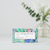 Koraalroze blauwe groene Waterverf ventilatorkunst Afsprakenkaartje (Staand voorkant)