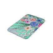 Koraalroze blauwe groene Waterverf ventilatorkunst Badmat (Gekanteld)