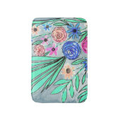 Koraalroze blauwe groene Waterverf ventilatorkunst Badmat (Voorkant Verticaal)