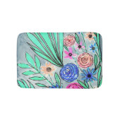 Koraalroze blauwe groene Waterverf ventilatorkunst Badmat (Voorkant)