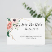 Koraalroze Bloemen Bruiloft Save The Date (Staand voorkant)