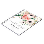 Koraalroze bloemen Moderne geometrische Notitieboek (Linkerzijde)
