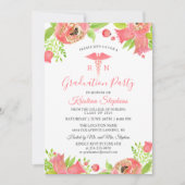 Koraalroze bloemen Verpleegschool GraduPartij Kaart (Voorkant)