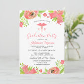 Koraalroze bloemen Verpleegschool GraduPartij Kaart (Staand voorkant)