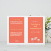 Koraalroze blokpalmen zomer bruiloft programma (Staand voorkant)