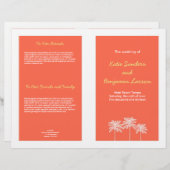 Koraalroze blokpalmen zomer bruiloft programma (Voorkant / Achterkant)