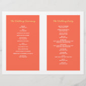 Koraalroze blokpalmen zomer bruiloft programma (Achterkant)