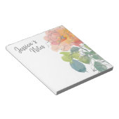 Koraalroze Boho bloemen op wit Notitieblok (Schuin)