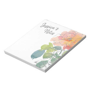 Koraalroze Boho bloemen op wit Notitieblok