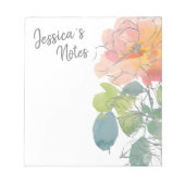 Koraalroze Boho bloemen op wit Notitieblok (Voorkant)
