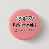 Koraalroze bridesmaïde knoppen | gepersonaliseerde ronde button 3,2 cm (Voorkant)