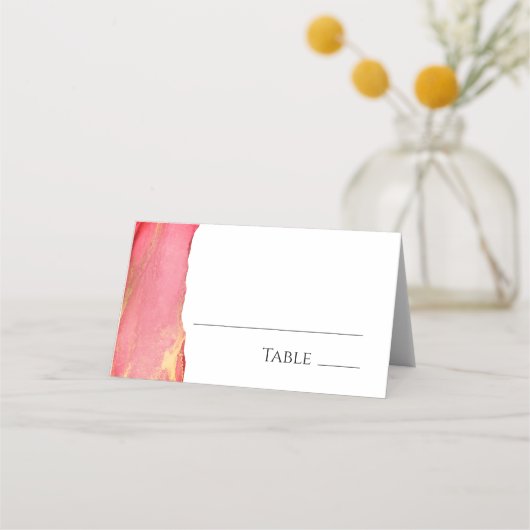 Koraalroze bruiloft plaatskaartje (Voorkant)