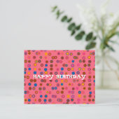 Koraalroze bubblegum geometrisch Happy Birthday Briefkaart (Staand voorkant)