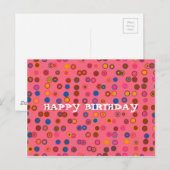 Koraalroze bubblegum geometrisch Happy Birthday Briefkaart (Voorkant / Achterkant)