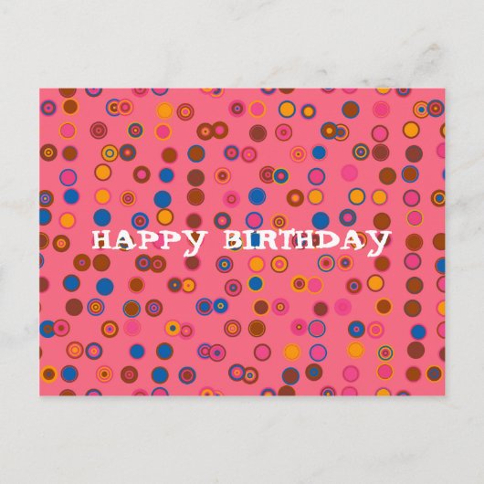 Koraalroze bubblegum geometrisch Happy Birthday Briefkaart (Voorkant)