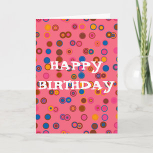 Koraalroze bubblegum geometrisch Happy Birthday Kaart