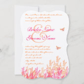 Koraalroze Bumblebee Wildflower Weddenschap Kaart (Voorkant)