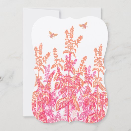 Koraalroze Bumblebee Wildflower Weddenschap Kaart (Achterkant)
