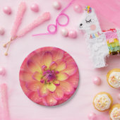 Koraalroze dahlia bloem papieren bord (Feest)