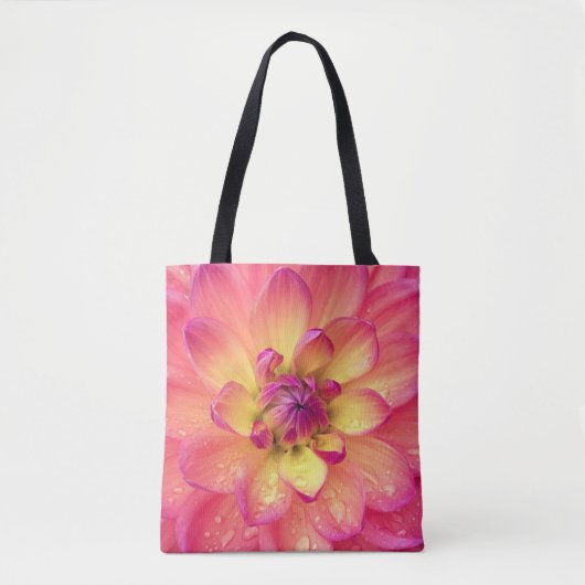 Koraalroze dahlia tote bag (Voorkant)