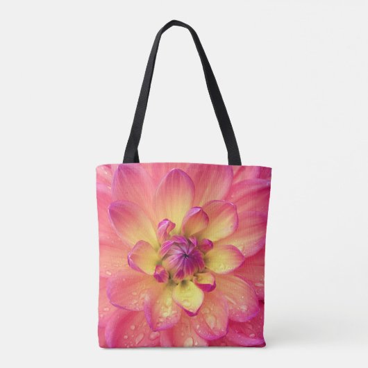 Koraalroze dahlia tote bag (Achterkant)