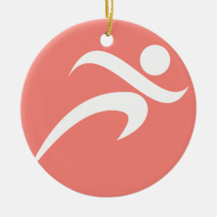 Koraalroze draaiend keramisch ornament