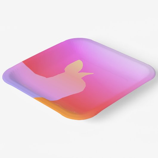 Koraalroze en auve papieren bordje (Gebogen)