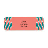 Koraalroze en Blauwgroen zigzagpatroon Etiket (Voorkant)