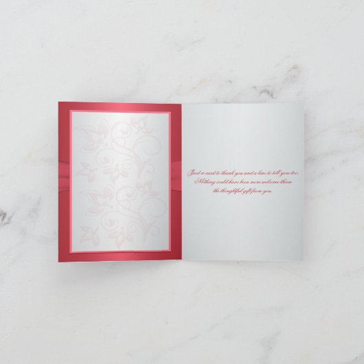 Koraalroze en grijze bloemkaart voor dankbetuiging bedankkaart (Binnen)