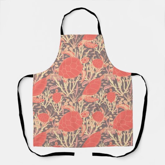 Koraalroze en grijze Zee schildpad gepatterd Schort (Voorkant)