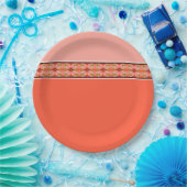 Koraalroze en kleurpasta papieren bordje (Feest)