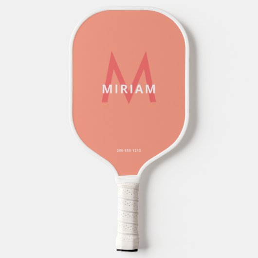 Koraalroze en Oranje eenvoudige moderne monogramme Pickleball Paddle (Achterkant)